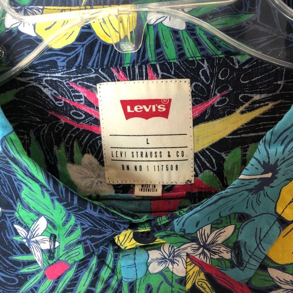 Levi's Mens Hawaiian Short Sleeve Shirt Sz. L - Picture 2 of 8